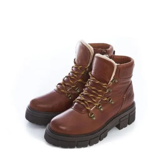 Sh Iceberg Tan Leather Women Moda In Pelle Ankle Boots