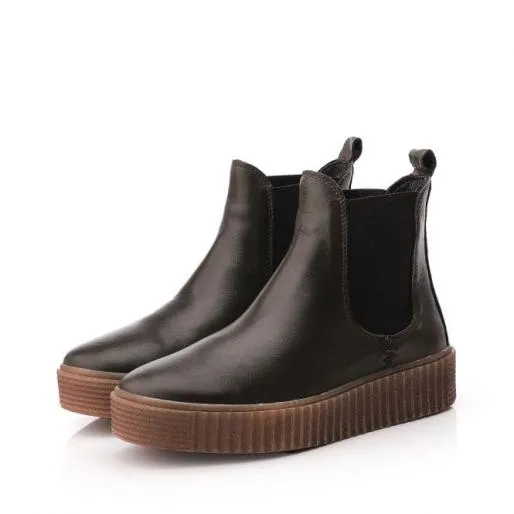 Sh Illom Olive Leather Women Moda In Pelle Ankle Boots Sh Illom Olive Leather Women Moda In Pelle Ankle Boots