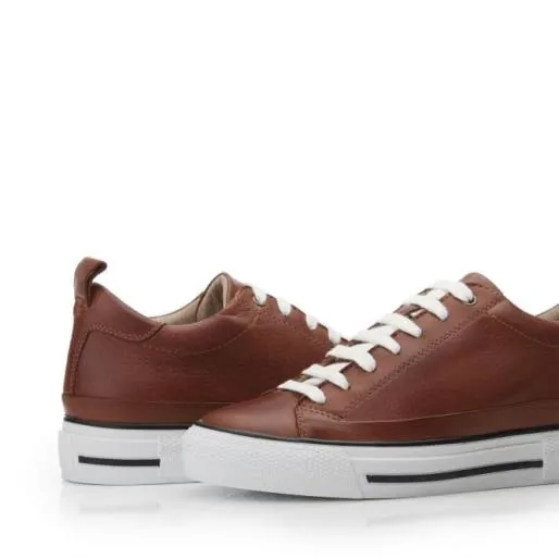 Sh Ilmore Tan Leather Women Moda In Pelle Casual Shoes And Trainers