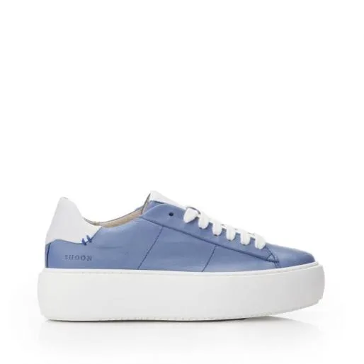 Sh Invert Blue Leather Women Moda In Pelle Casual Trainers