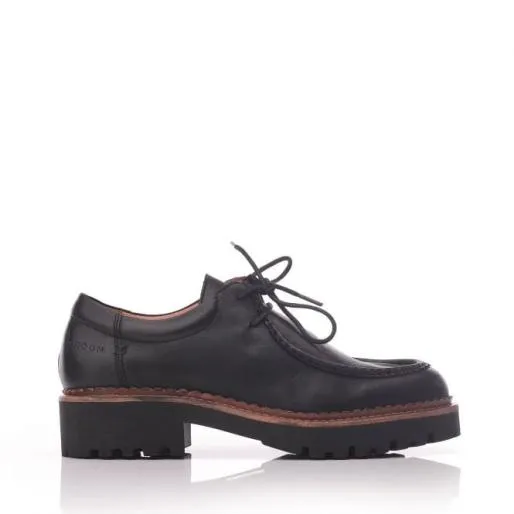 Sh Iota Black Leather Women Moda In Pelle Brogues And Loafers