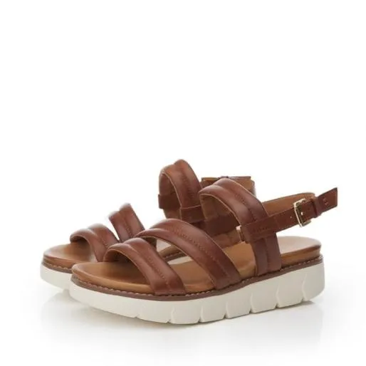 Sh Isadora Tan Leather Women Moda In Pelle Wedge Sandals Sh Isadora Tan Leather Women Moda In Pelle Wedge Sandals