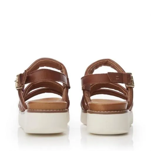 Sh Isadora Tan Leather Women Moda In Pelle Wedge Sandals Sh Isadora Tan Leather Women Moda In Pelle Wedge Sandals