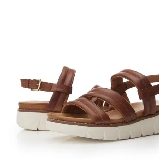 Sh Isadora Tan Leather Women Moda In Pelle Wedge Sandals Sh Isadora Tan Leather Women Moda In Pelle Wedge Sandals