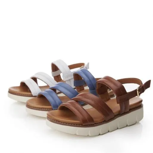 Sh Isadora Tan Leather Women Moda In Pelle Wedge Sandals Sh Isadora Tan Leather Women Moda In Pelle Wedge Sandals