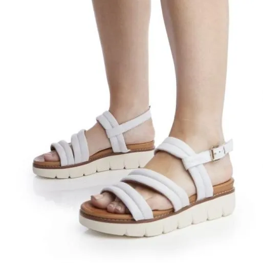 Sh Isadora White Leather Women Moda In Pelle Wedge Sandals Sh Isadora White Leather Women Moda In Pelle Wedge Sandals