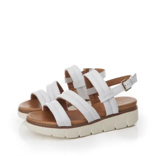 Sh Isadora White Leather Women Moda In Pelle Wedge Sandals Sh Isadora White Leather Women Moda In Pelle Wedge Sandals