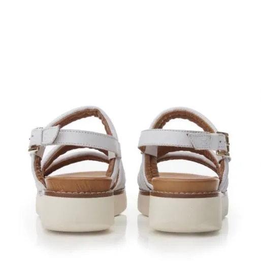 Sh Isadora White Leather Women Moda In Pelle Wedge Sandals Sh Isadora White Leather Women Moda In Pelle Wedge Sandals