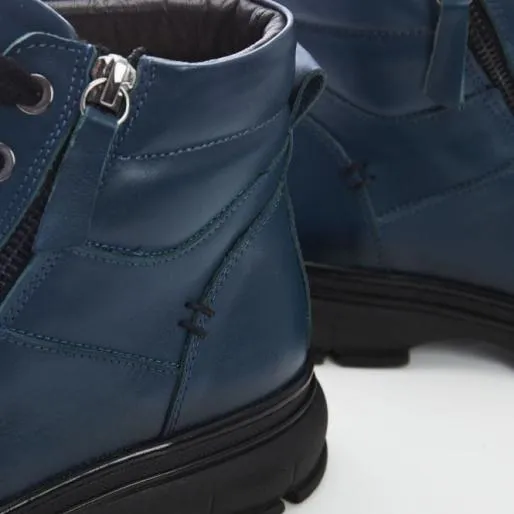 Sh Ivora Blue Leather Women Moda In Pelle Ankle Boots Sh Ivora Blue Leather Women Moda In Pelle Ankle Boots