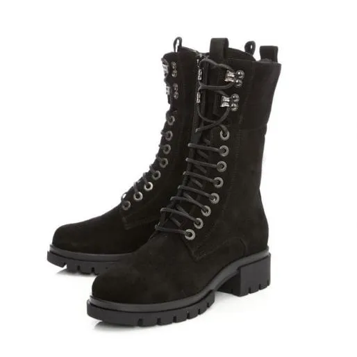 Sh Risen Black Suede Women Moda In Pelle Chunky Boots Sh Risen Black Suede Women Moda In Pelle Chunky Boots