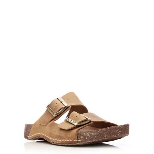 Sh Stroll Tan Nubuck Women Moda In Pelle Slider Sandals Sh Stroll Tan Nubuck Women Moda In Pelle Slider Sandals