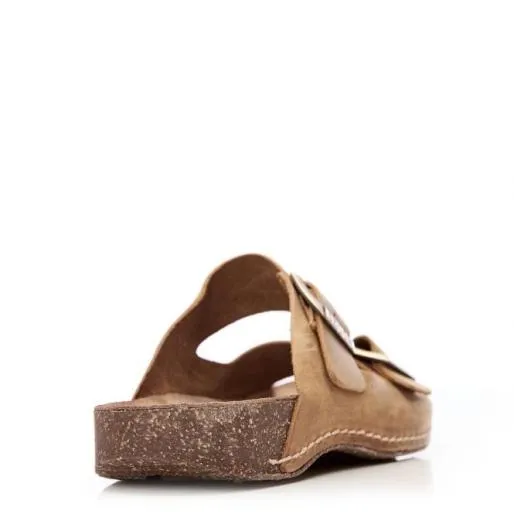 Sh Stroll Tan Nubuck Women Moda In Pelle Slider Sandals Sh Stroll Tan Nubuck Women Moda In Pelle Slider Sandals