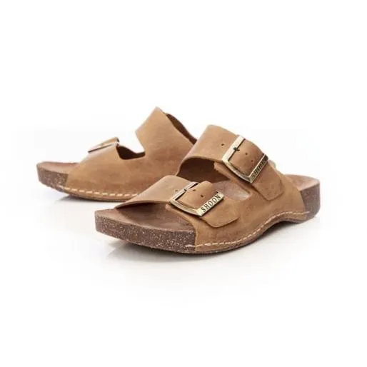 Sh Stroll Tan Nubuck Women Moda In Pelle Slider Sandals Sh Stroll Tan Nubuck Women Moda In Pelle Slider Sandals