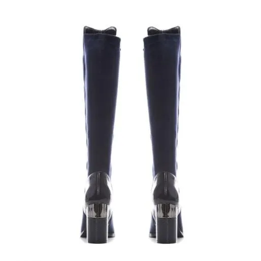 Shaina Navy Alcantara Women Moda In Pelle Heeled And Wedge Boots