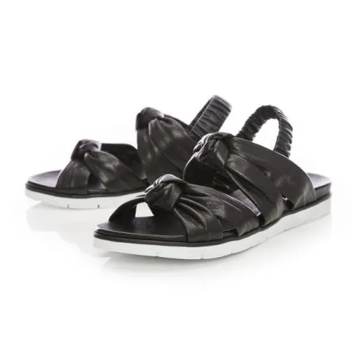 Shimmer Black Leather Women Moda In Pelle Flat Sandals Shimmer Black Leather Women Moda In Pelle Flat Sandals