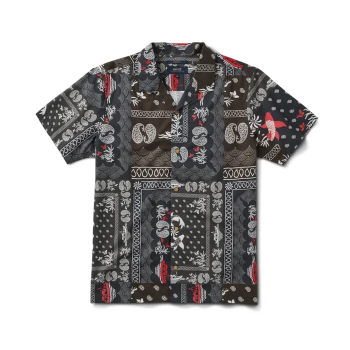 Shirts Men Roark Gonzo Camp Collar Shirt Hachimaki Black