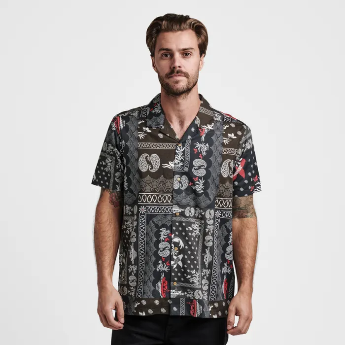 Shirts Men Roark Gonzo Camp Collar Shirt Hachimaki Black