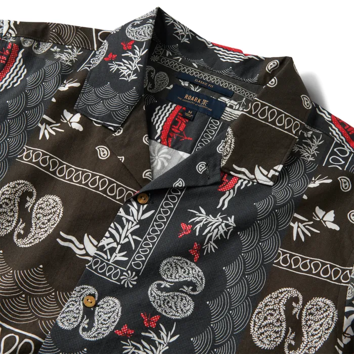 Shirts Men Roark Gonzo Camp Collar Shirt Hachimaki Black