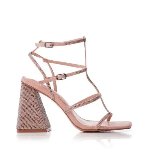 Siana Beige Alcantara Women Moda In Pelle Heeled Sandals