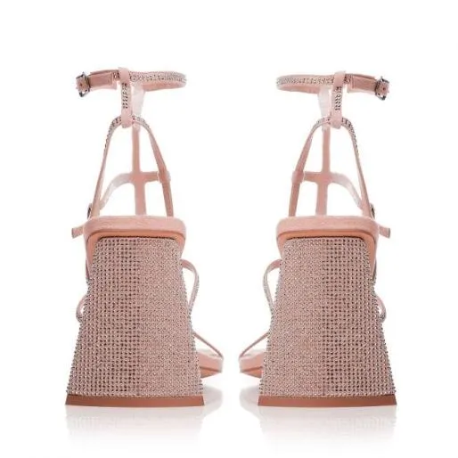 Siana Beige Alcantara Women Moda In Pelle Heeled Sandals Siana Beige Alcantara Women Moda In Pelle Heeled Sandals