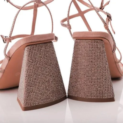 Siana Beige Alcantara Women Moda In Pelle Heeled Sandals Siana Beige Alcantara Women Moda In Pelle Heeled Sandals