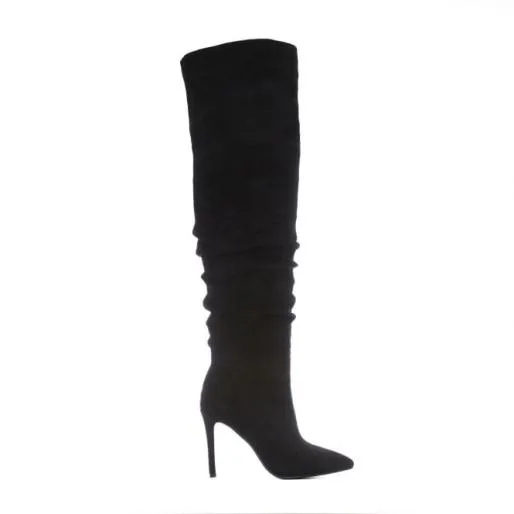 Siara Black Alcantara Women Moda In Pelle Black Boots Siara Black Alcantara Women Moda In Pelle Black Boots