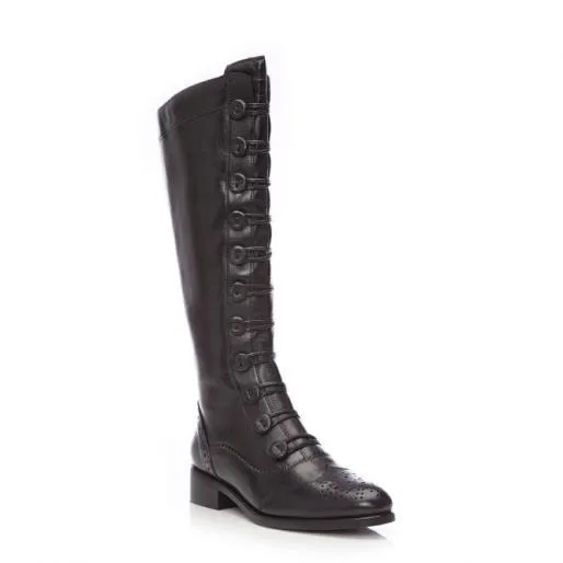 Sidnee Black Leather Women Moda In Pelle Knee High Boots Sidnee Black Leather Women Moda In Pelle Knee High Boots