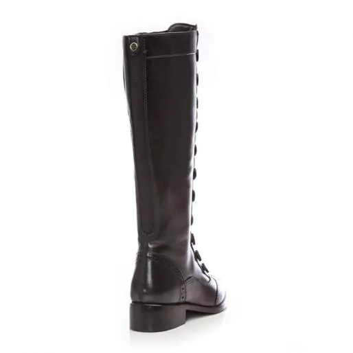 Sidnee Black Leather Women Moda In Pelle Knee High Boots Sidnee Black Leather Women Moda In Pelle Knee High Boots