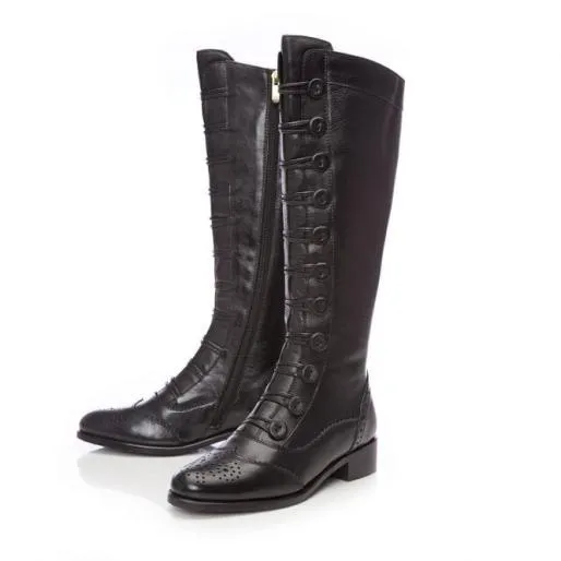 Sidnee Black Leather Women Moda In Pelle Knee High Boots Sidnee Black Leather Women Moda In Pelle Knee High Boots