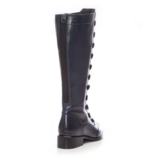 Sidnee Navy Leather Women Moda In Pelle Knee High Boots