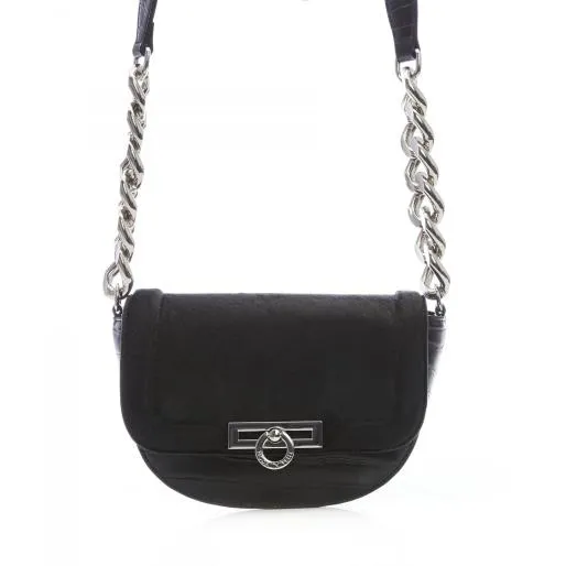 Sophia Bag Black Patent Mocc Croc Women Moda In Pelle Shoulder Bags