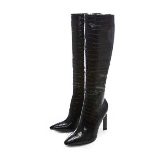 Stevie Black Patent Mocc Croc Women Moda In Pelle Black Boots Stevie Black Patent Mocc Croc Women Moda In Pelle Black Boots