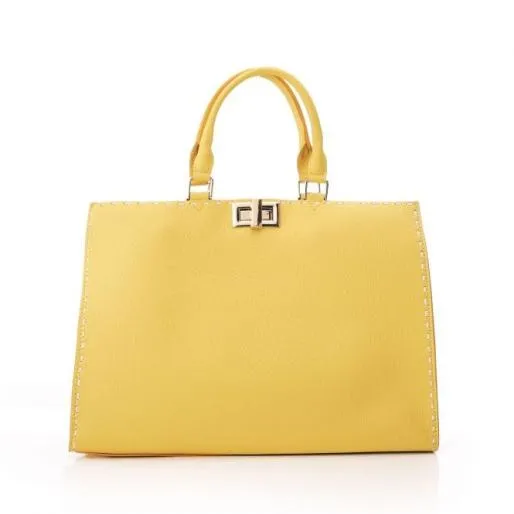 Sunshine Tote Yellow Leather Women Moda In Pelle Tote Bags