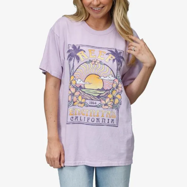 Tshirts and Tanks Women REEF Boyfriend Short Sleeve TShirt Lavendar Frost