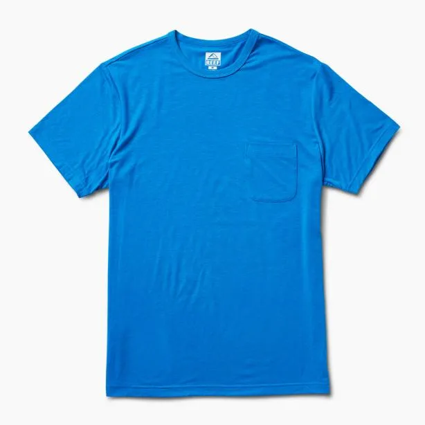 TShirts Men REEF Smith Short Sleeve Pocket TShirt French Blue