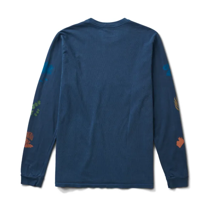 Tees Men Roark Xerox Floral Long Sleeve Premium Tee Blue Grey Hama Wash