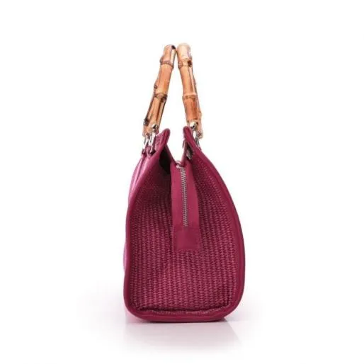 Tropicana Tote Fuschia Raffia Women Moda In Pelle Tote Bags