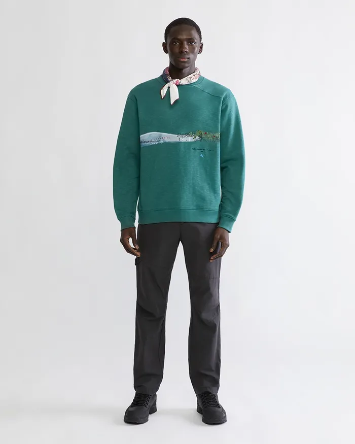 Turid Crew Sweater Britta Britta MarakattLabba Deep Green Men Klttermusen Fleeces and Sweaters