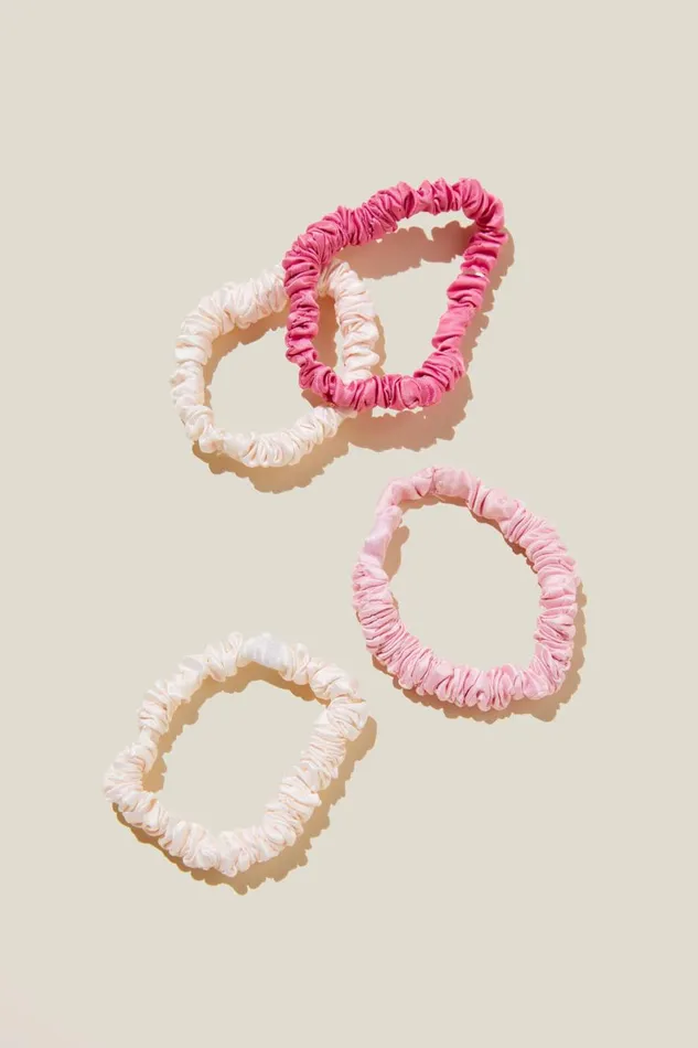 Women Active Accessories Cotton On Skinny Scrunchies 4Pk Lovers Blush