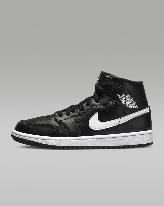 Women Air Jordan 1 Mid Blackblackwhite Nike Lifestyle