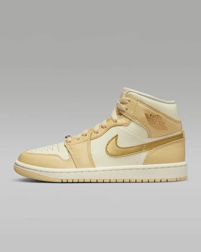 Women Air Jordan 1 Mid Se Pale Vanillacoconut Milksailmetallic Gold Nike Lifestyle Women Air Jordan 1 Mid Se Pale Vanillacoconut Milksailmetallic Gold Nike Lifestyle
