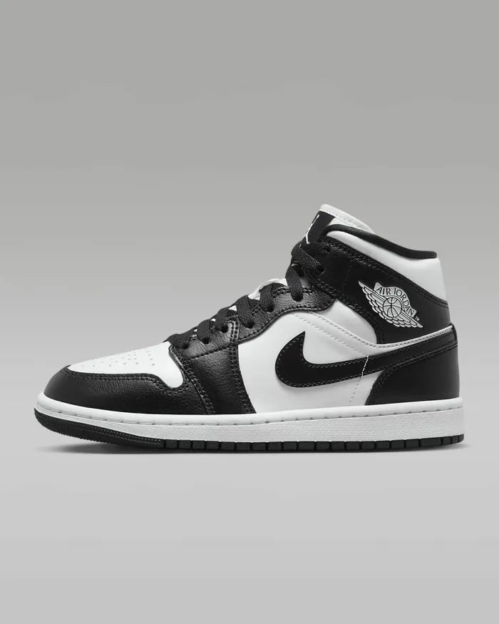 Women Air Jordan 1 Mid Whitewhiteblack Nike Lifestyle