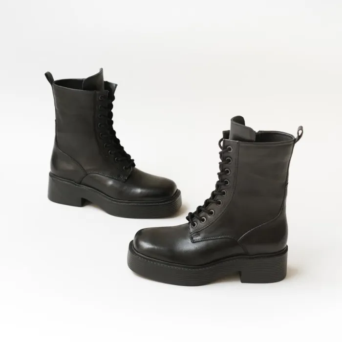 Women Ankle Boots Lowboots Jonak LaceUp Platform Boots With Square Toe