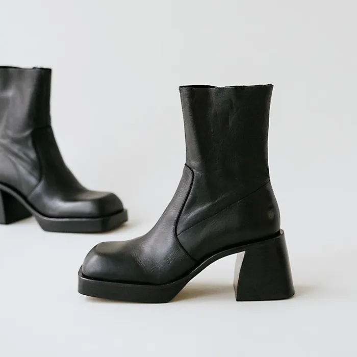 Women Ankle Boots Lowboots Jonak Square Toe Boots With Thick Heels