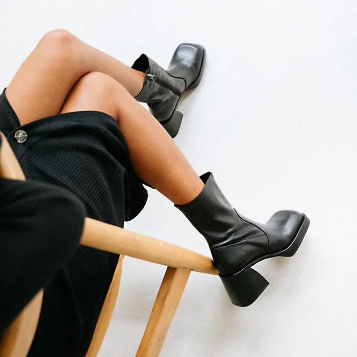 Women Ankle Boots Lowboots Jonak Square Toe Boots With Thick Heels
