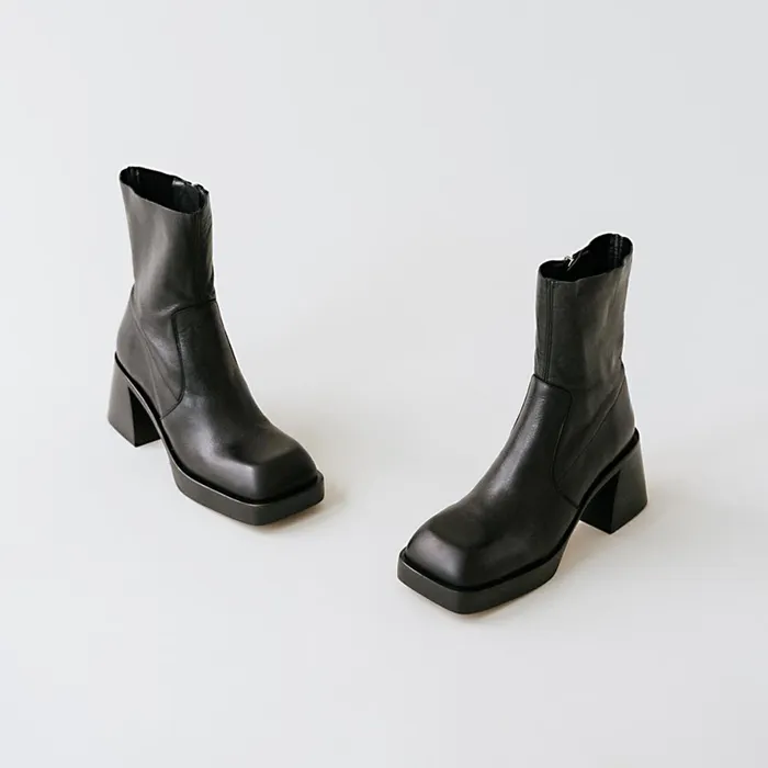 Women Ankle Boots Lowboots Jonak Square Toe Boots With Thick Heels