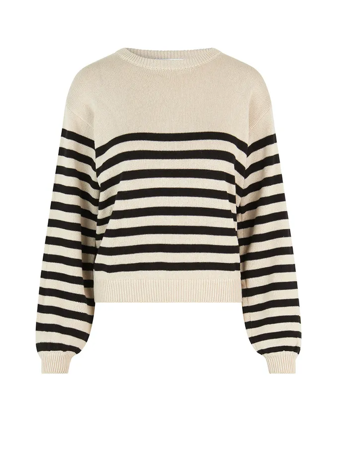Women ArchieMD Oneck Black Stripe Modstrm Blouses and Knitwear