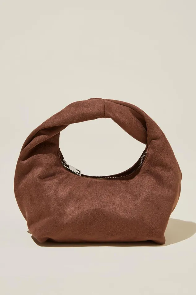 Women Bags and Belts Cotton On Goldie Mini Handle Bag Chocolate Faux Suede