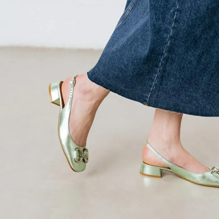 Women Ballets Flats Jonak SquareToe Slingback Ballerinas With Silver Details