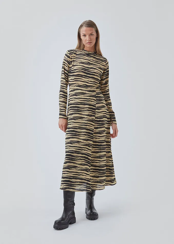 Women BeckyMD Print Dress Moonstone Tiger Modstrm Dresses Women BeckyMD Print Dress Moonstone Tiger Modstrm Dresses